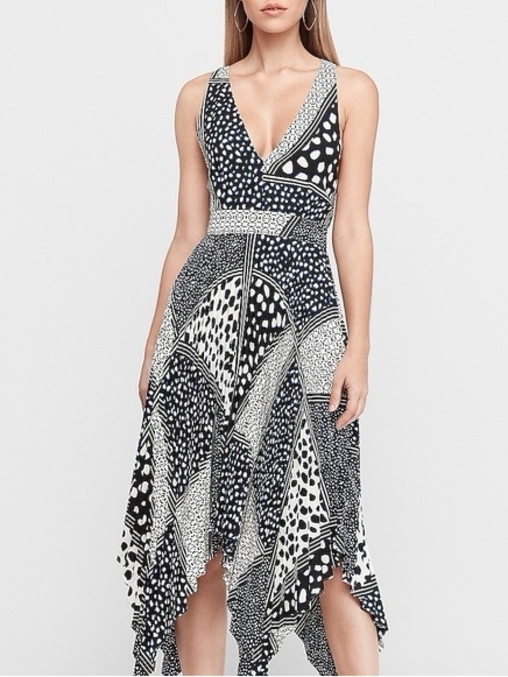 Express Handkerchief Hem Print Dress